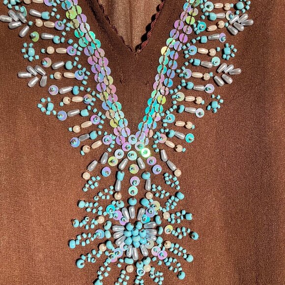 Beaded Silk Beach Coverup - Picture 1 of 5